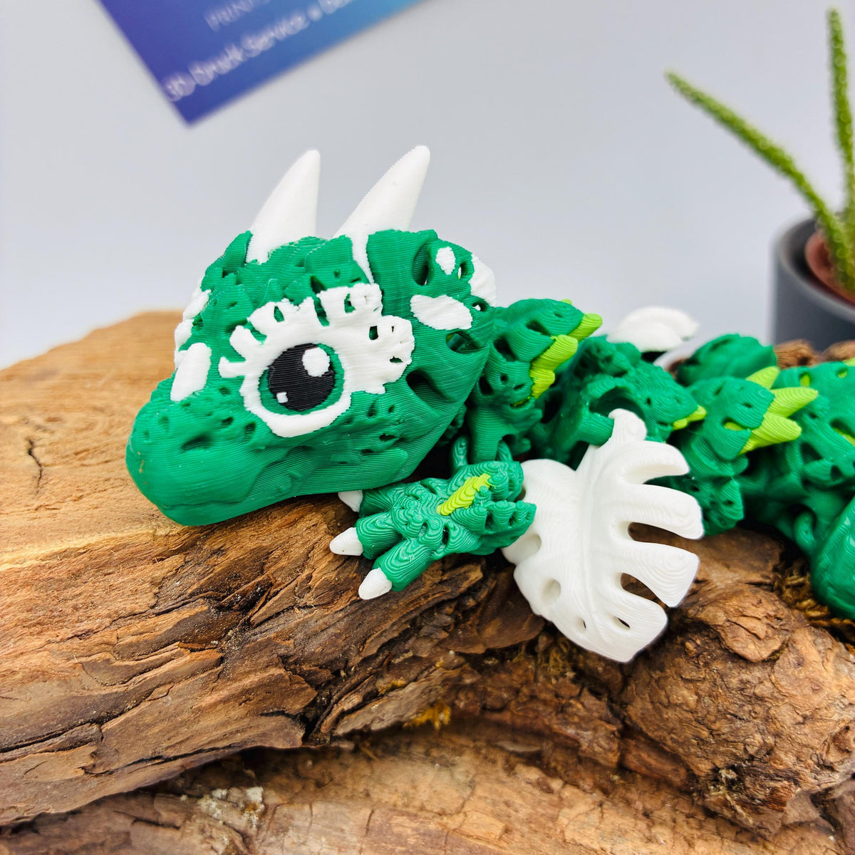 Beweglicher Monstera Drache & Baby – 3D-gedruckte Plant Dragon Figur – flexible Fantasy Deko – Geschenk für Pflanzenfans